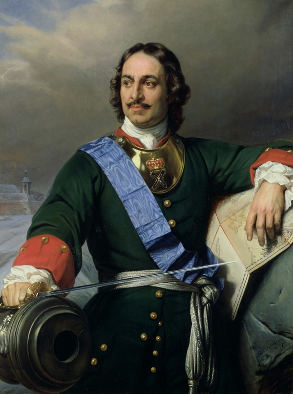 Petar Veliki sa brčićima, bez brade na koju se plaćao porez - izvor: Wikipedia
